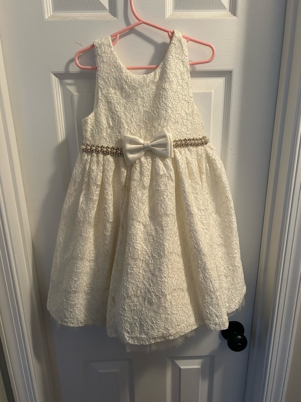 American Princess Ivory Lace Bow-Front Formal Dress